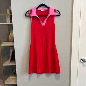 TCEC Red Polo Collar Sleeveless Mini Athletic Dress